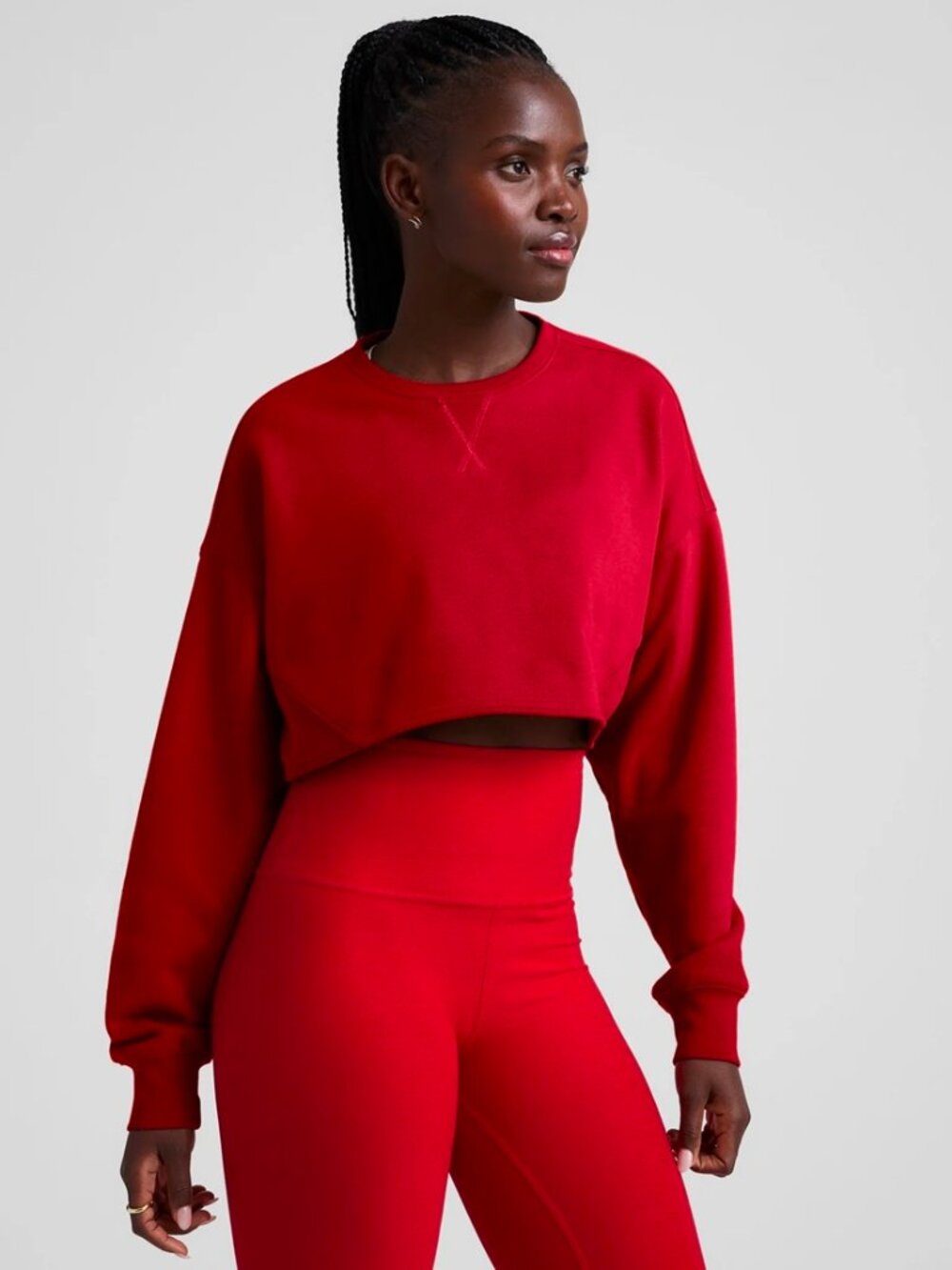 Beyond Yoga Luxe Fleece Cropped Sweatshirt in Red NWT - Sz S